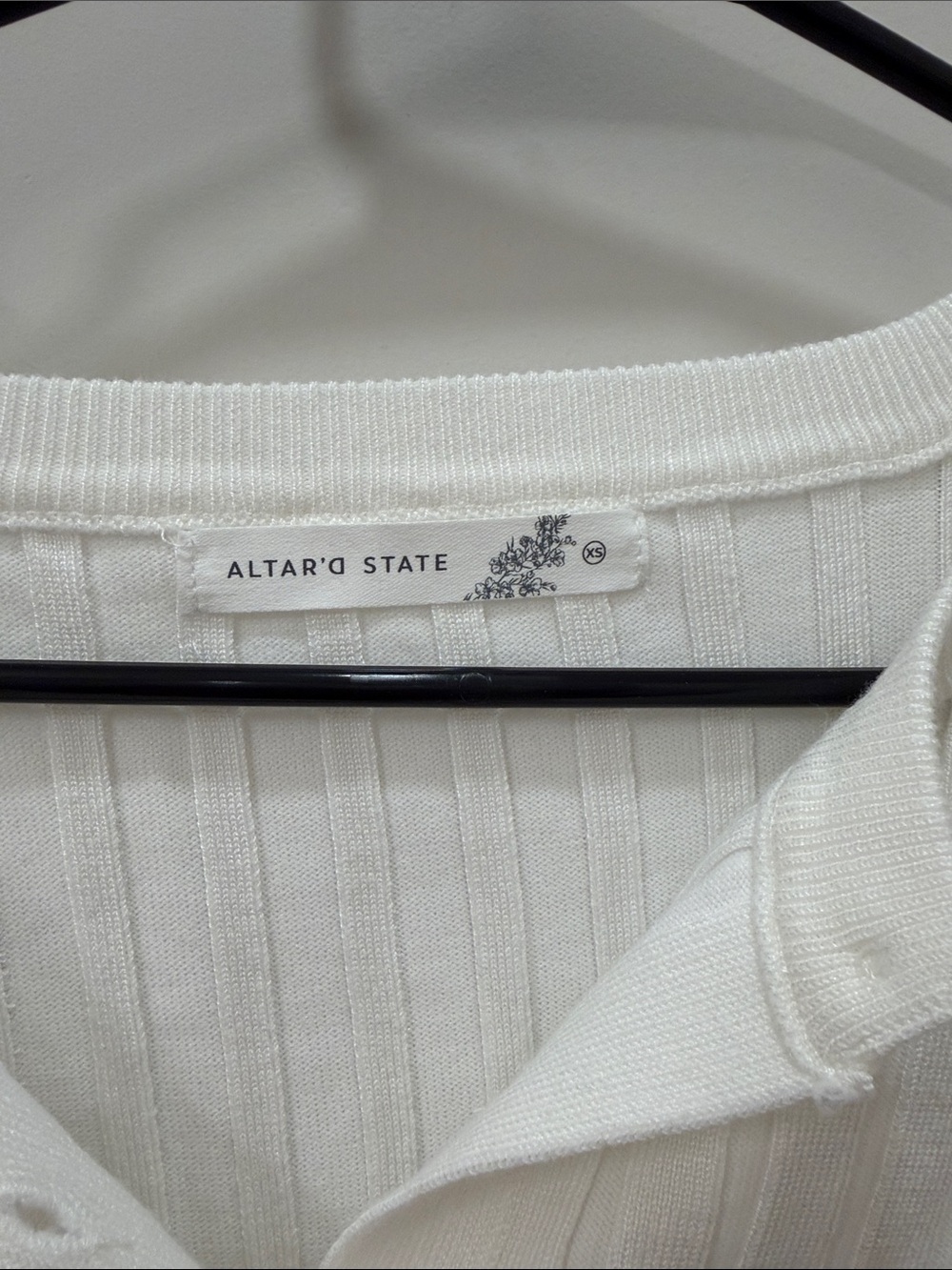 Altar'd State White Ribbed Button-Front Cropped Cardigan - Picture 2 of 2